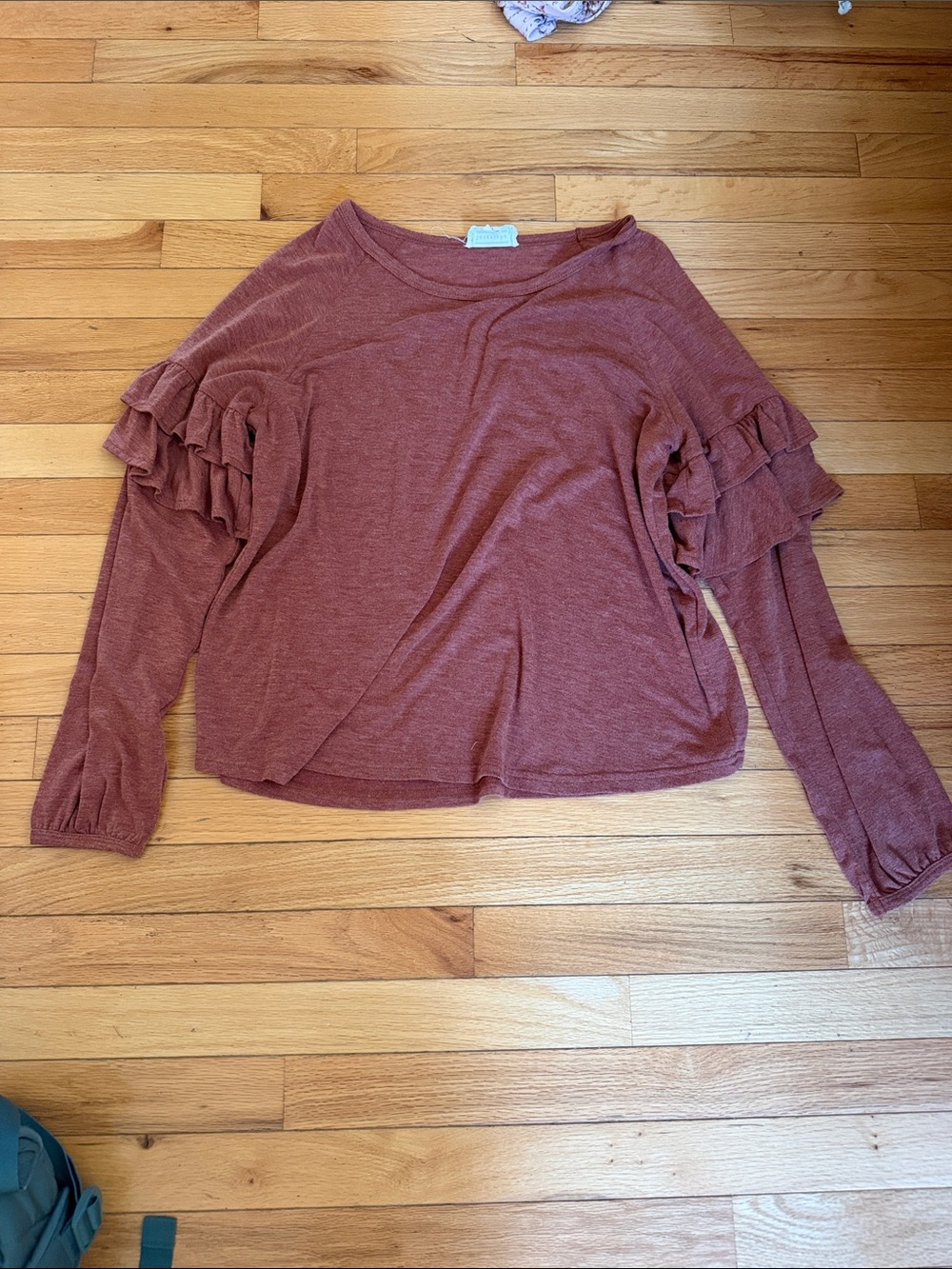 Love Riche Ruffle Sleeve Long-Sleeve Top - Rusty Rose